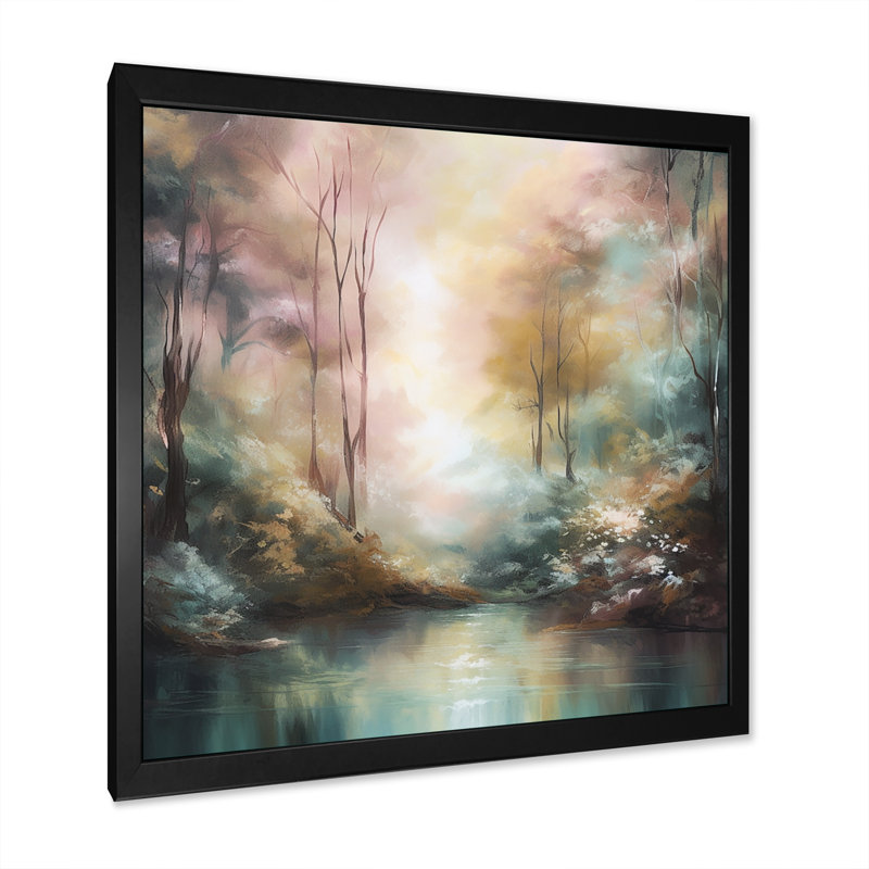 «Whimsical Stream - Print», Cadre simple noir, H 16 po x l 16 po x P 1 po