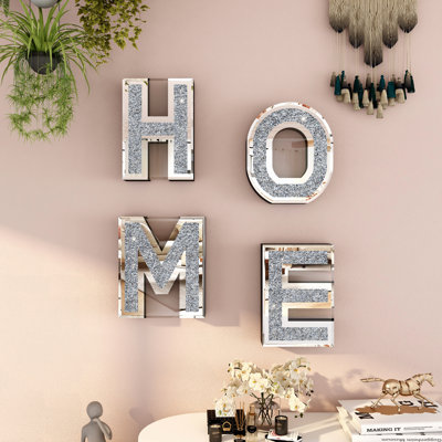 Elvert 4 Piece Handmade Mirror Letters Wall Décor Set