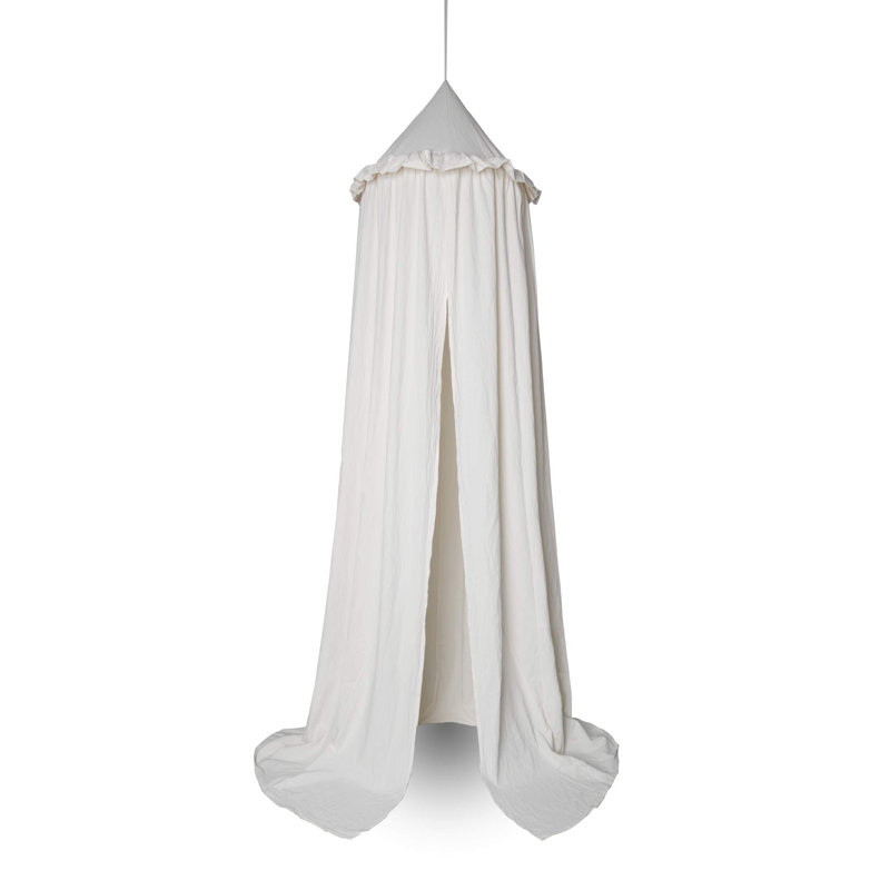 Lit à baldaquin avec volants en coton pour suspendre un filet de rideau de tente pour lire un coin-lit Hideaway Bedding Decor (beige)