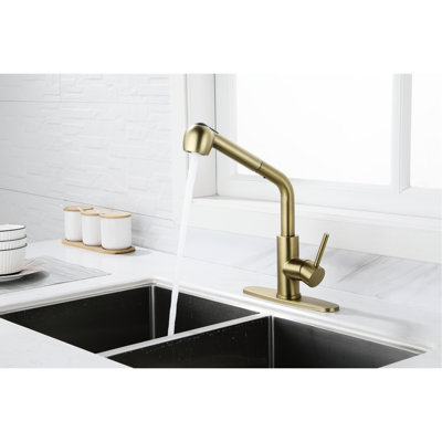 High Arc Pull Down Sink Faucet In Gold And Stainless - Versatile Stream Spray Options Pull-Out Kitchen Usage For Different Needs