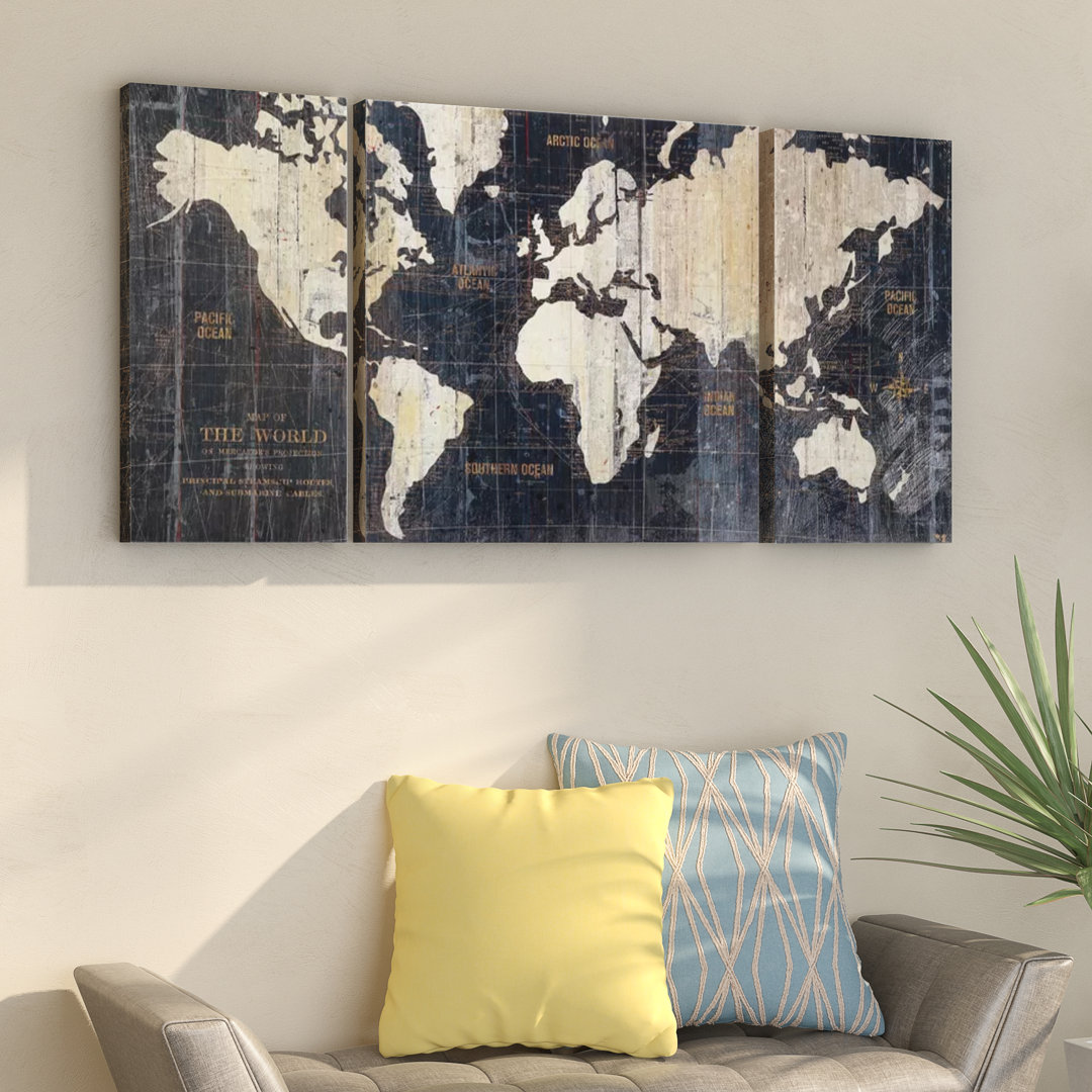 Ocean Eye I 3-Piece Wrapped Canvas Print Set Wade Logan® Size: 40" H x 80" W x 2" D