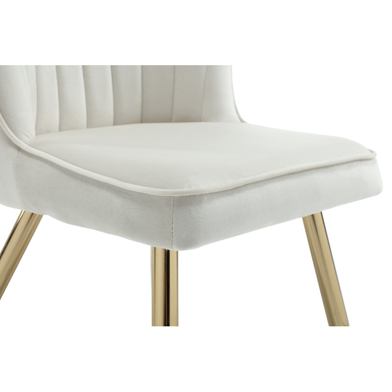 Arthas 18.75'' H Velvet Upholstered Side Chair, White Velvet