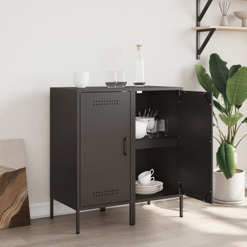 Amielle Steel Accent Cabinet, Black