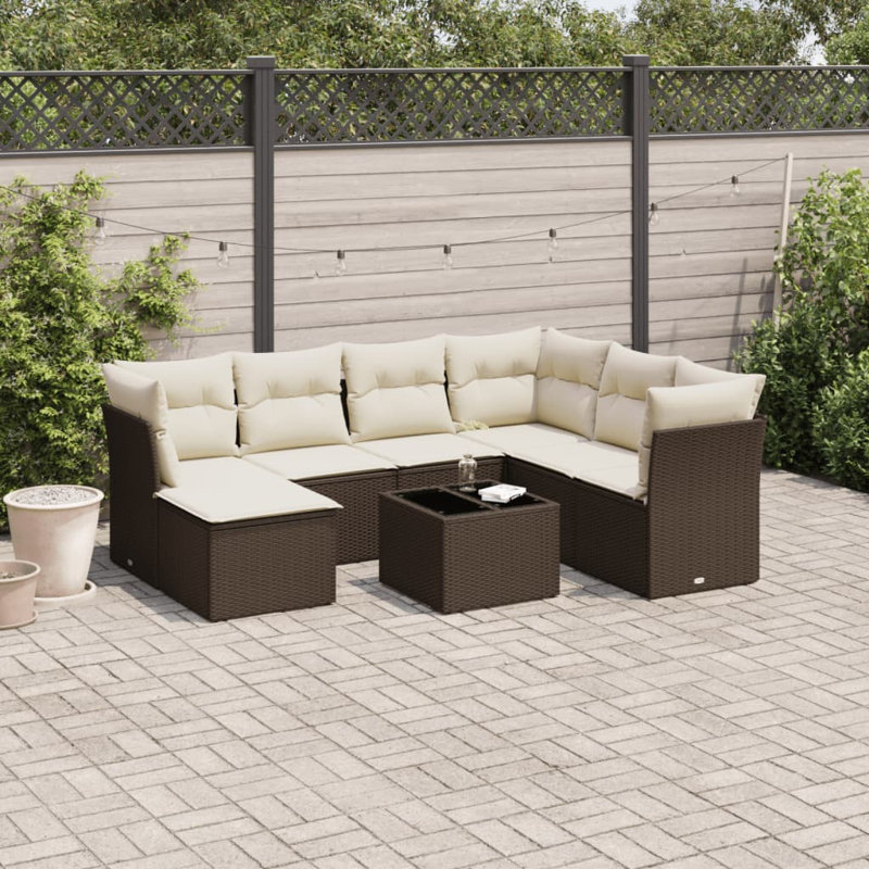 Ensemble de canapé de jardin Vidaxl brun, blanc crème