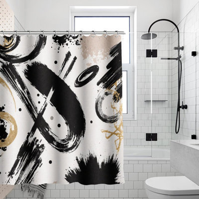Abstract Brushstroke Art Shower Curtains, 71 × 71