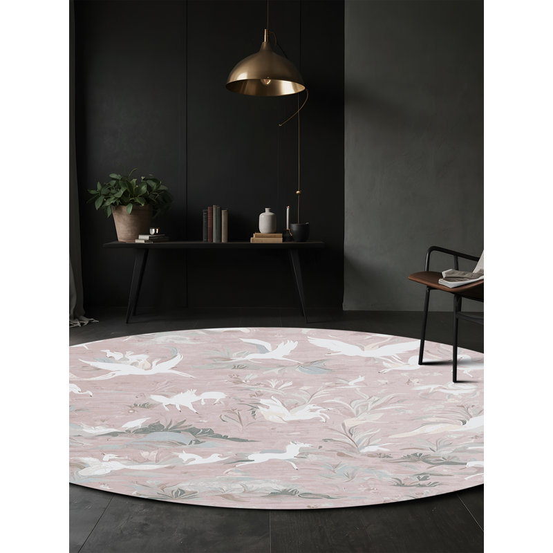 Tapis gris lavable à la machine, Rond 5 pi