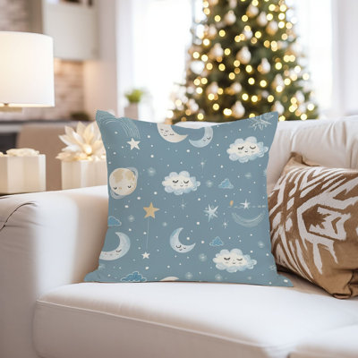 Landscape and Nature Moons and Clouds Pattern Kids Room Children's Art II Pillow Cover