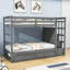 Lit superposé simple en bois 4 tiroirs avec lit gigogne et escalier Heustis Kids