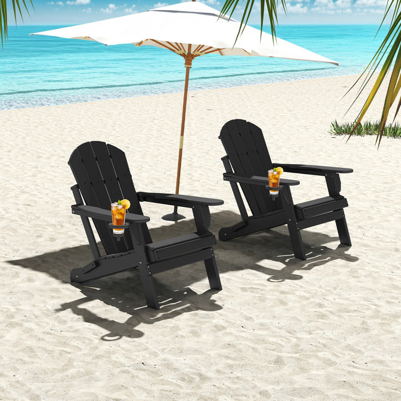 Felten Plastic Folding Adirondack Chair, Noir