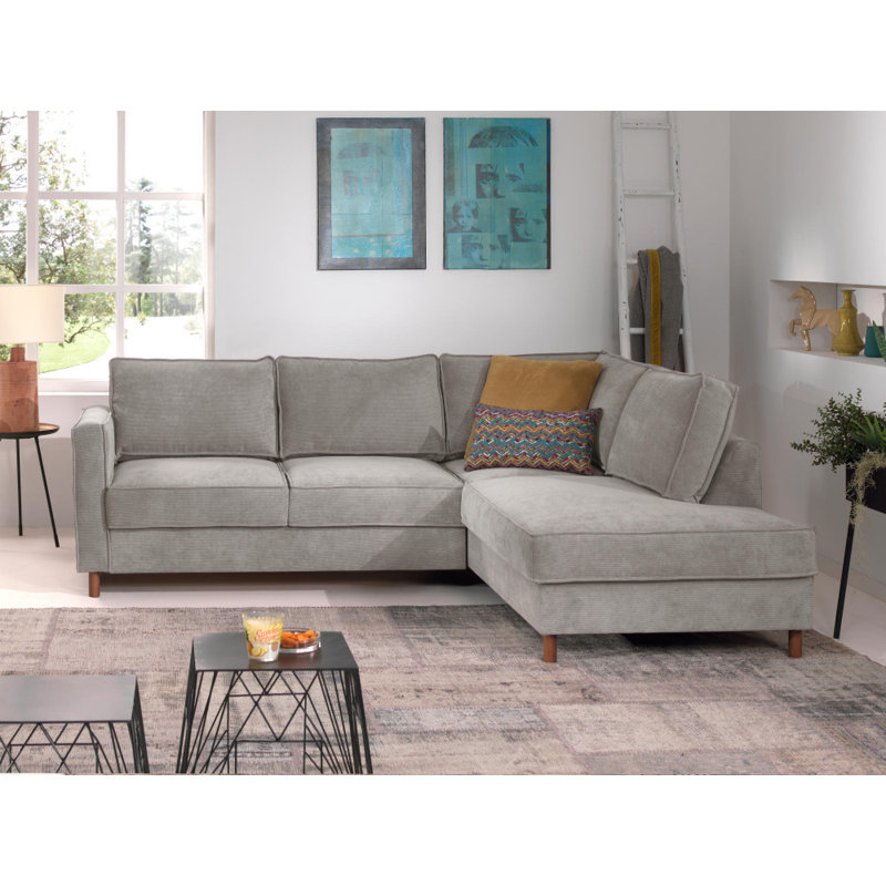 JAKE 5 Seater Corduroy Sofa Bed, Right Hand Facing, Light Grey
