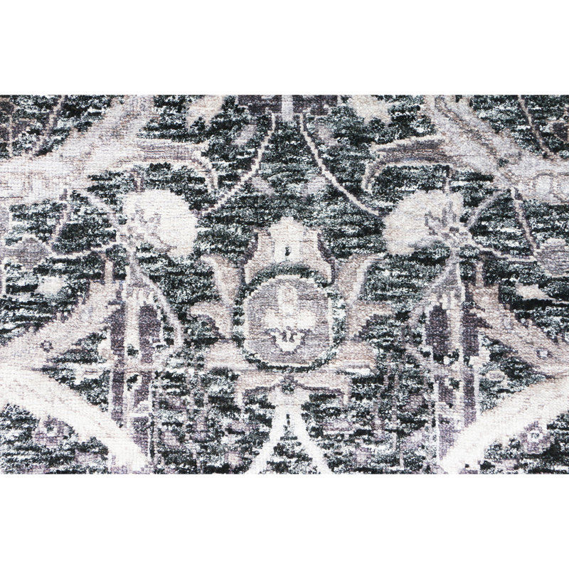 Tapis noir et multicolore de haute qualité noué à la main, Runner 2'6" x 6'