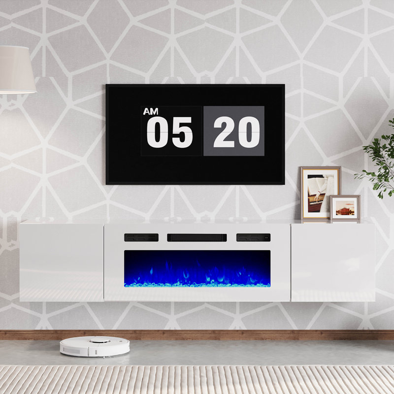 Meuble télé Bhhatu Highgloss, 68", Entièrement blanche