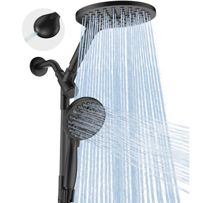 2-In-1 Rain Shower Heads System, Dual Handheld Shower Head Combo, 8 Inch High Pressure Rainfall Shower Head, 10 Modes