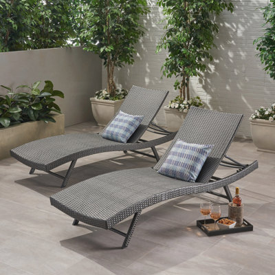 Chaise longue en osier PE (ensemble de 2)