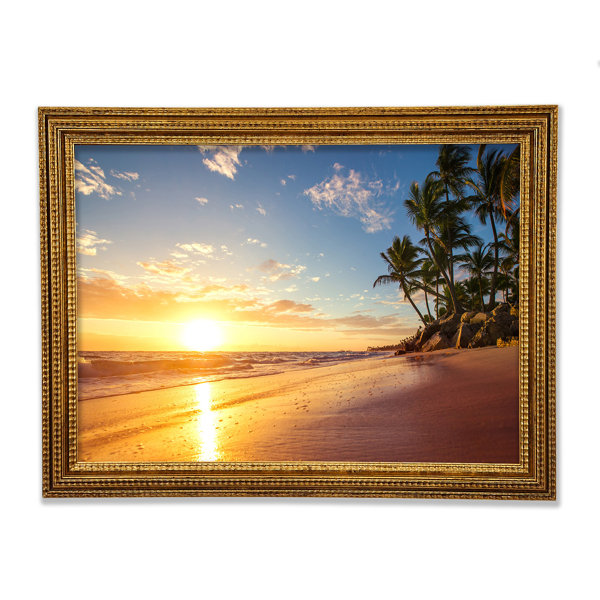 Highland Dunes Sunset On The Beach Sand Framed Print | Wayfair.co.uk