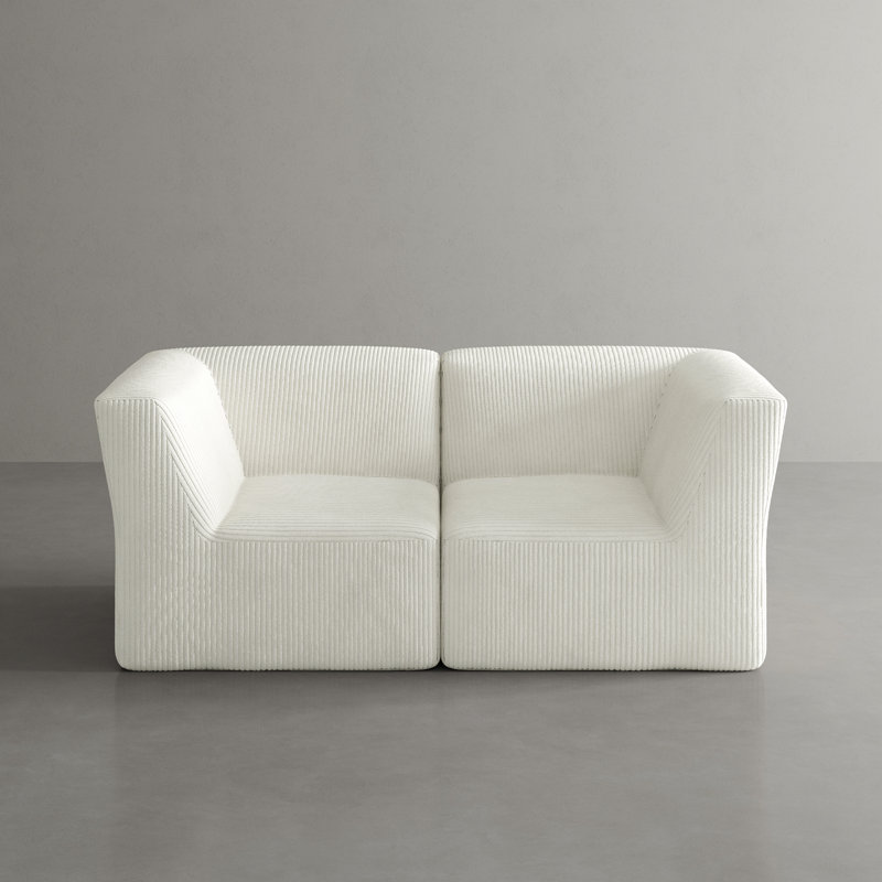 Berlare Boneless 2 - Piece Upholstered Compression Corduroy Modular Sectional Sofa – Fully Compressed, No Assembly Required