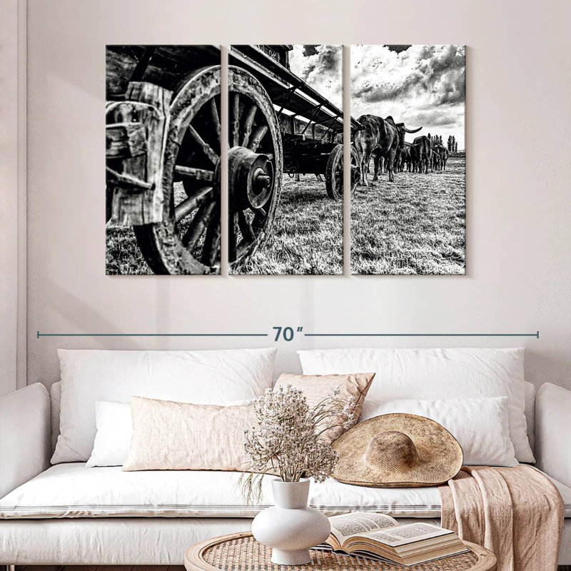 Mehar Bullocks Pulling A Wagon, 32" H x 50" W