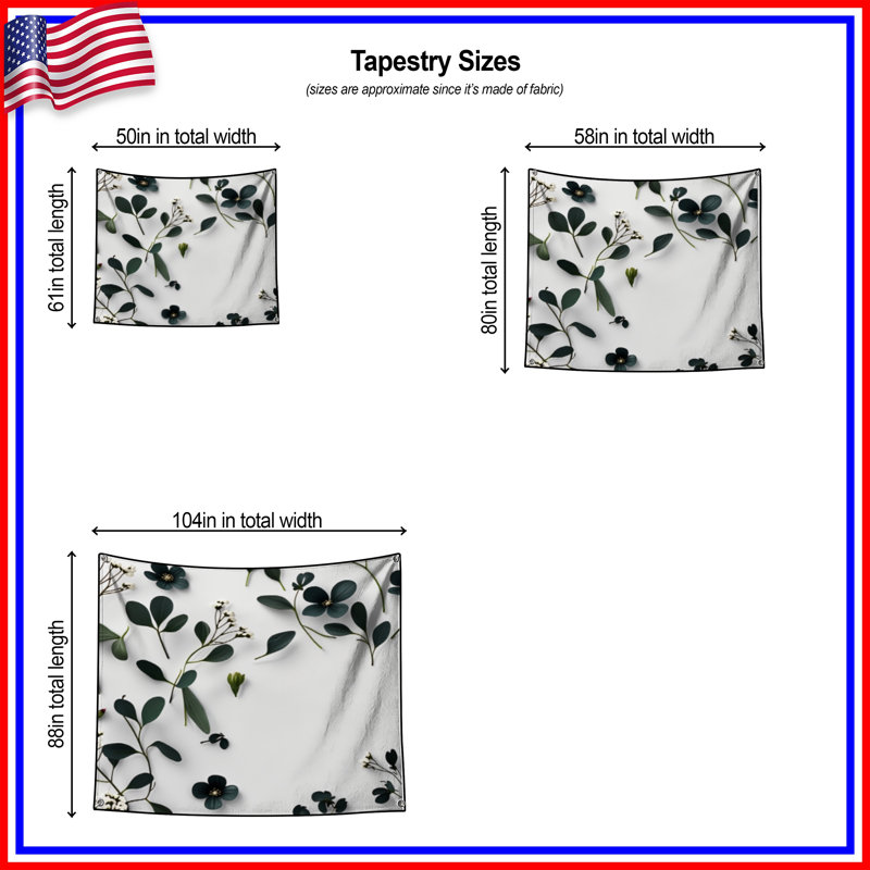 Tapisserie florale - Décoration murale nature, 50in H x60in W with 4 Grommets