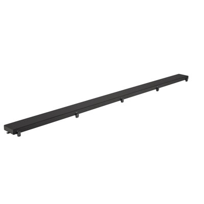 32 Inch Linear Shower Drain with Removable Flat Cover and Flange, Stainless Steel, Includes Hair Strainer and Leveling Feet, Matte Black