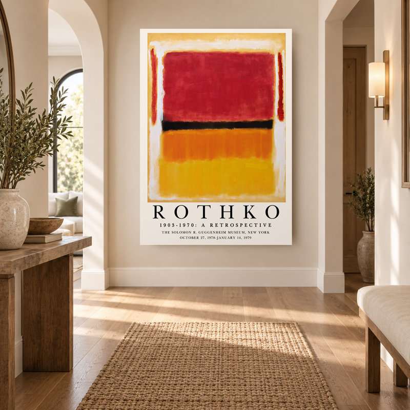 «Red and Yellow Color Field Abstract», affiche sur toile, H 36 po x l 24 po