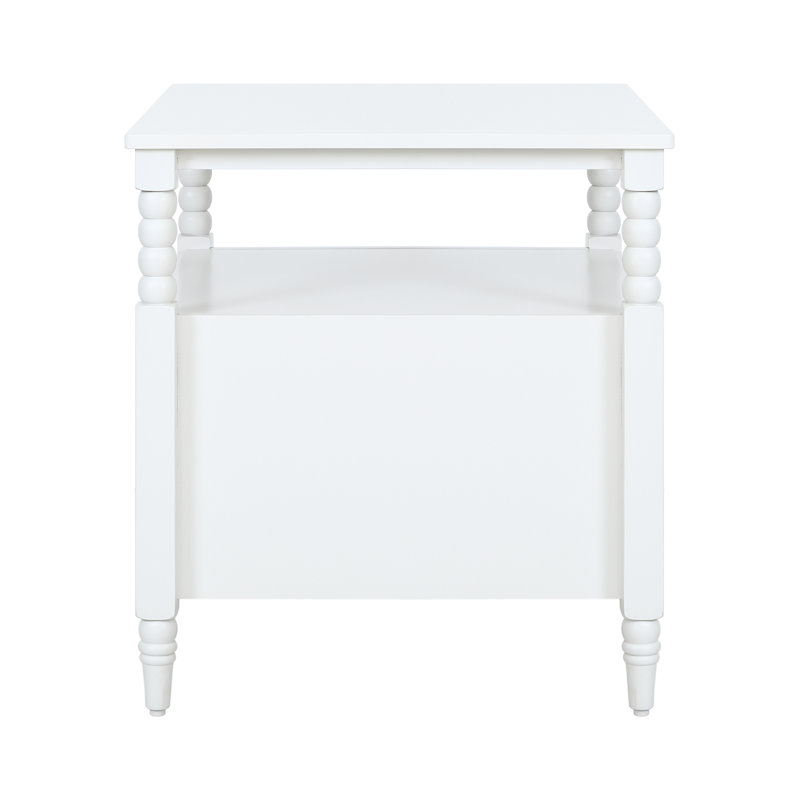 Spindle Two Drawer Nightstand, White