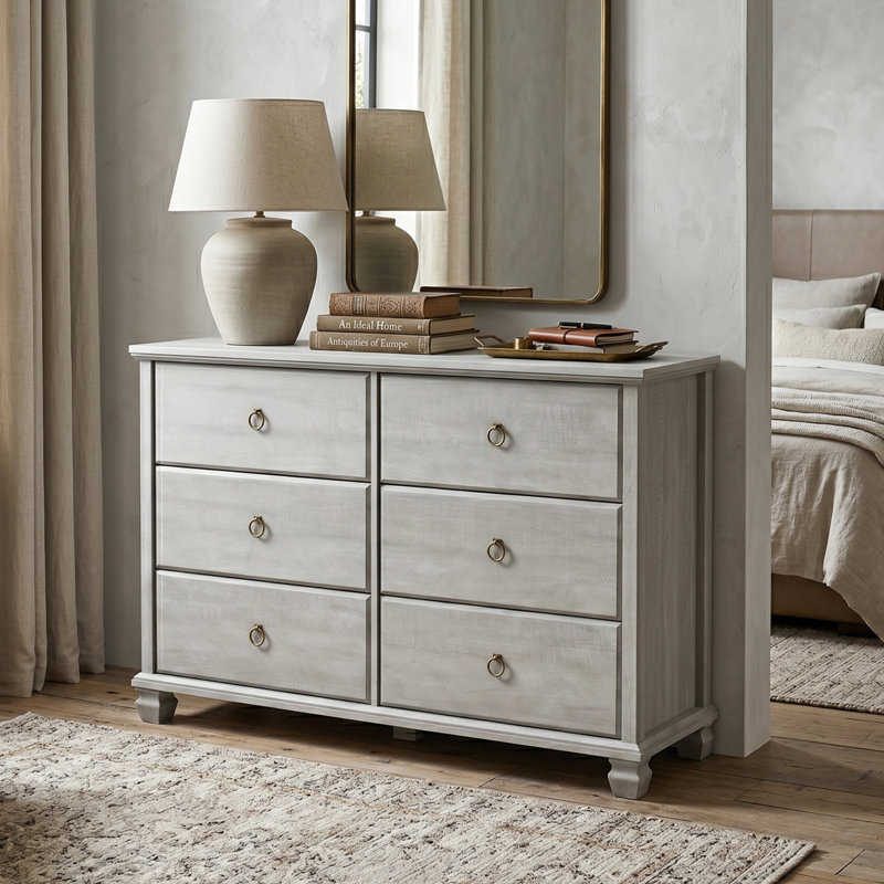 Weston Traditional 46.3" W 6 Drawer Dresser, Dusty Gray Oak