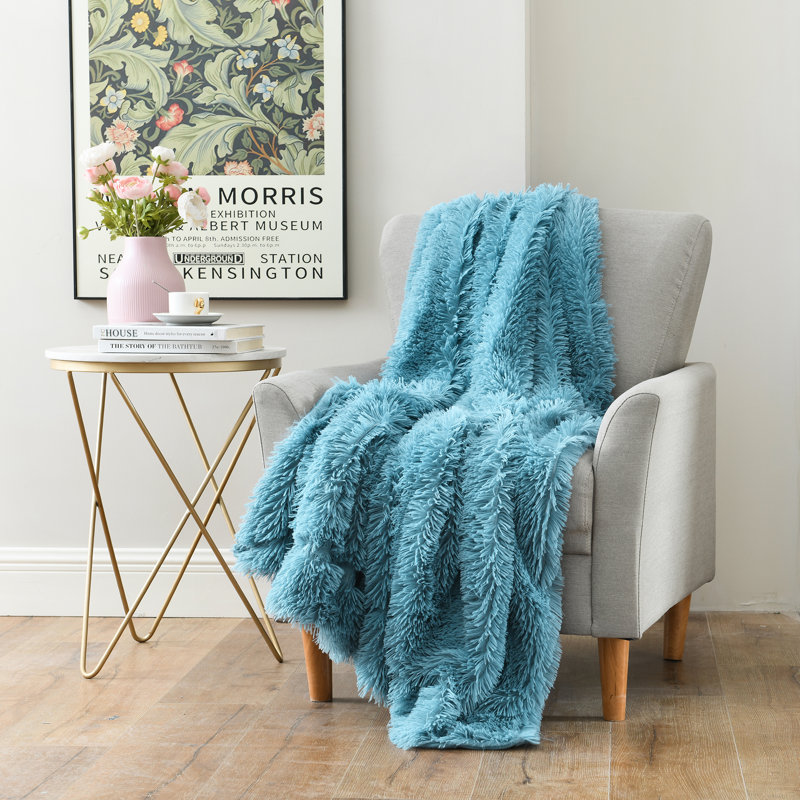 Hand Woven Throw Blanket, Blue