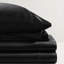 Drap-housse noir luxueux 100% satin, 7 pièces, froissé, doux pour la peau, - 1 plat, 2 ajustés, 4 taies d'oreiller, surface lisse, réduit les bris,