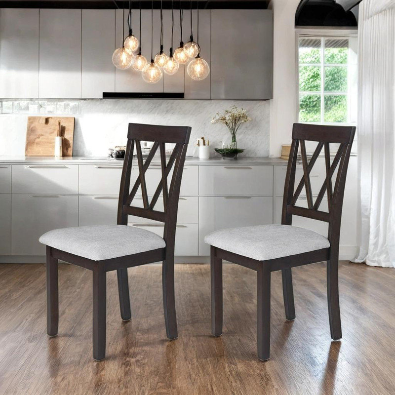 Tufted Upholstered Dining Chairs with Solid Wood Legs, Set of 2