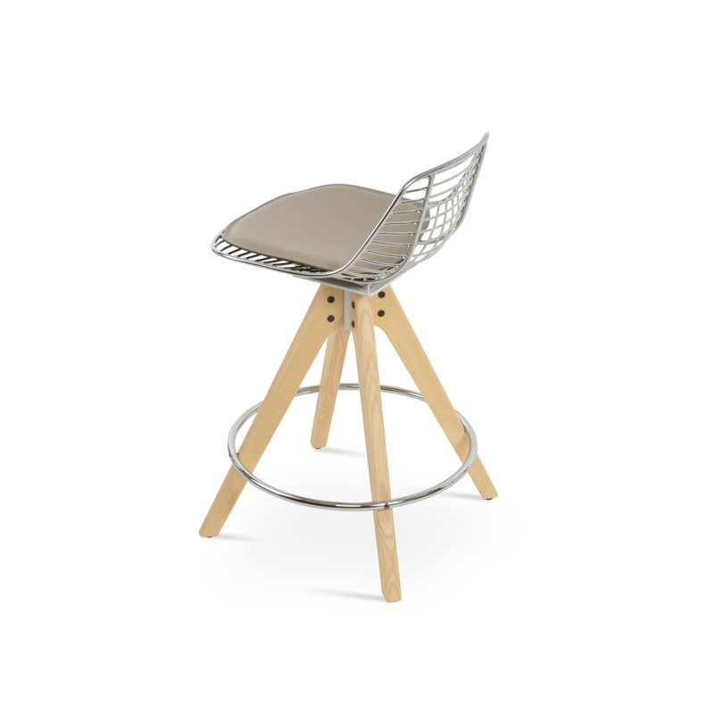 Mini tabourets Tiger Pyramid, Tabouret de bar (siège d'une hauteur de 29,5 po), Os, Cadre noir / base en noyer américain