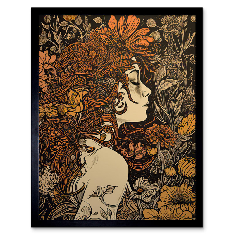 Auhert Stop And Smell The Flowers Boho Woman In Field - Single Picture Frame Print