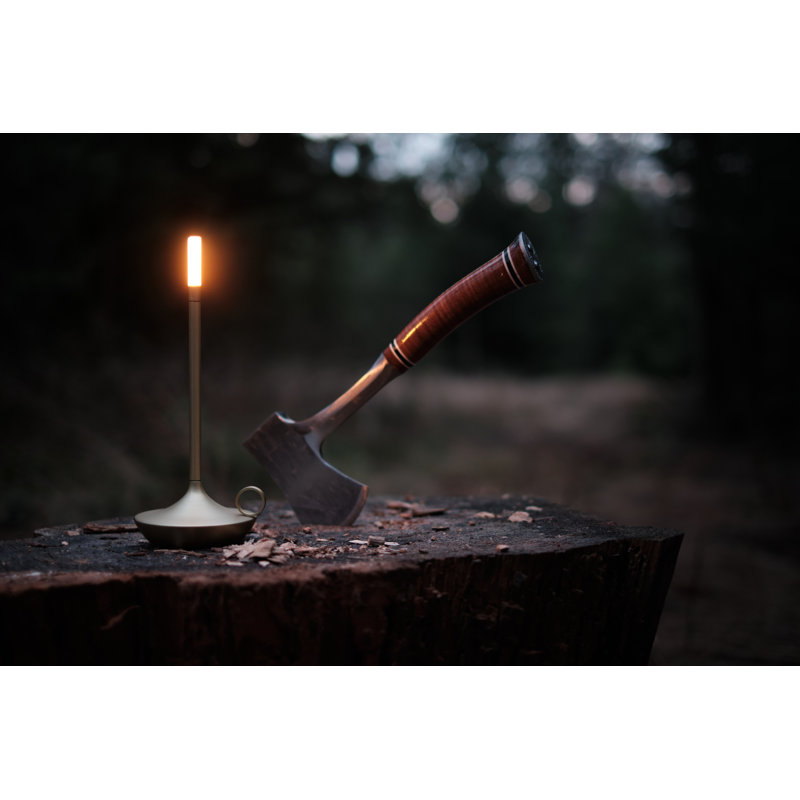 Candle-Inspired Portable Rechargeable Lamp - Wick, 10.2" H x 4.7" W x 4.7" D, Brass