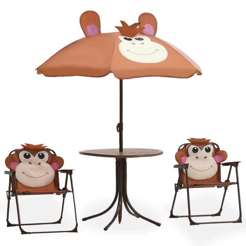 Astra 3 Piece Kids' Garden Bistro Set with Parasol Brown
