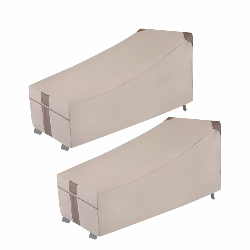 Beige Heavy-Duty Weather-Resistant Patio Chaise Lounge Covers, Set of 2