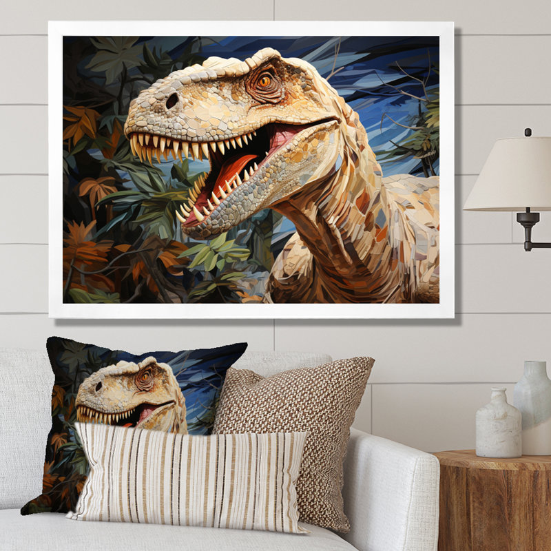 «Dinosaur Prehistoric Legacy Pastoral I», reproduction sur toile, H 24 po x l 32 po x P 1 po, Cadre photo blanc