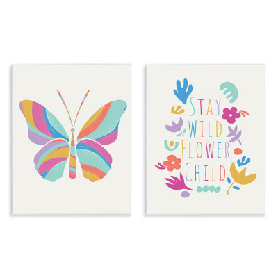 «Stay Wild Butterfly», ensemble de 2 plaques murales par Chen Alyesh
