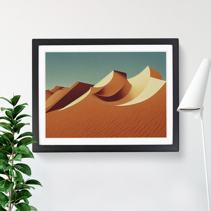 XH1022-6081X Modern Desert Sand Dunes - Single Picture Frame Print, Black, 46cm H x 64cm W x 2cm D
