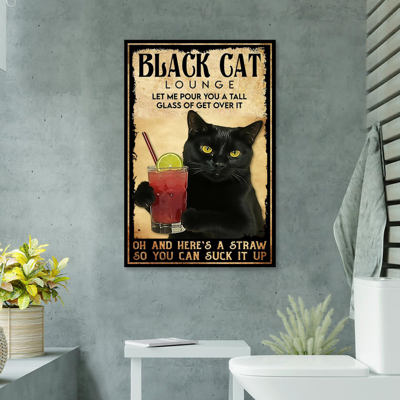 «Black Cat Lounge», impression sur toile tendue, L 24 po x H 36 po
