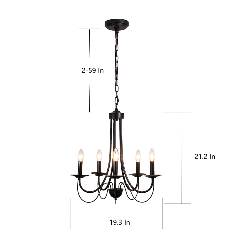 Lustre 5 lumières façon bougie Araiah noir