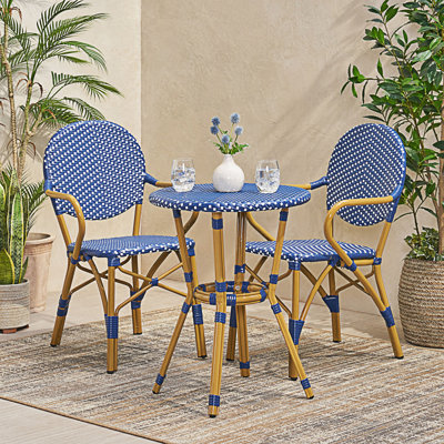 French Outdoor Bistro - Pe & Aluminum, Dark Teal/White, Appearance Furniture , , Teal White, Finish, Garden