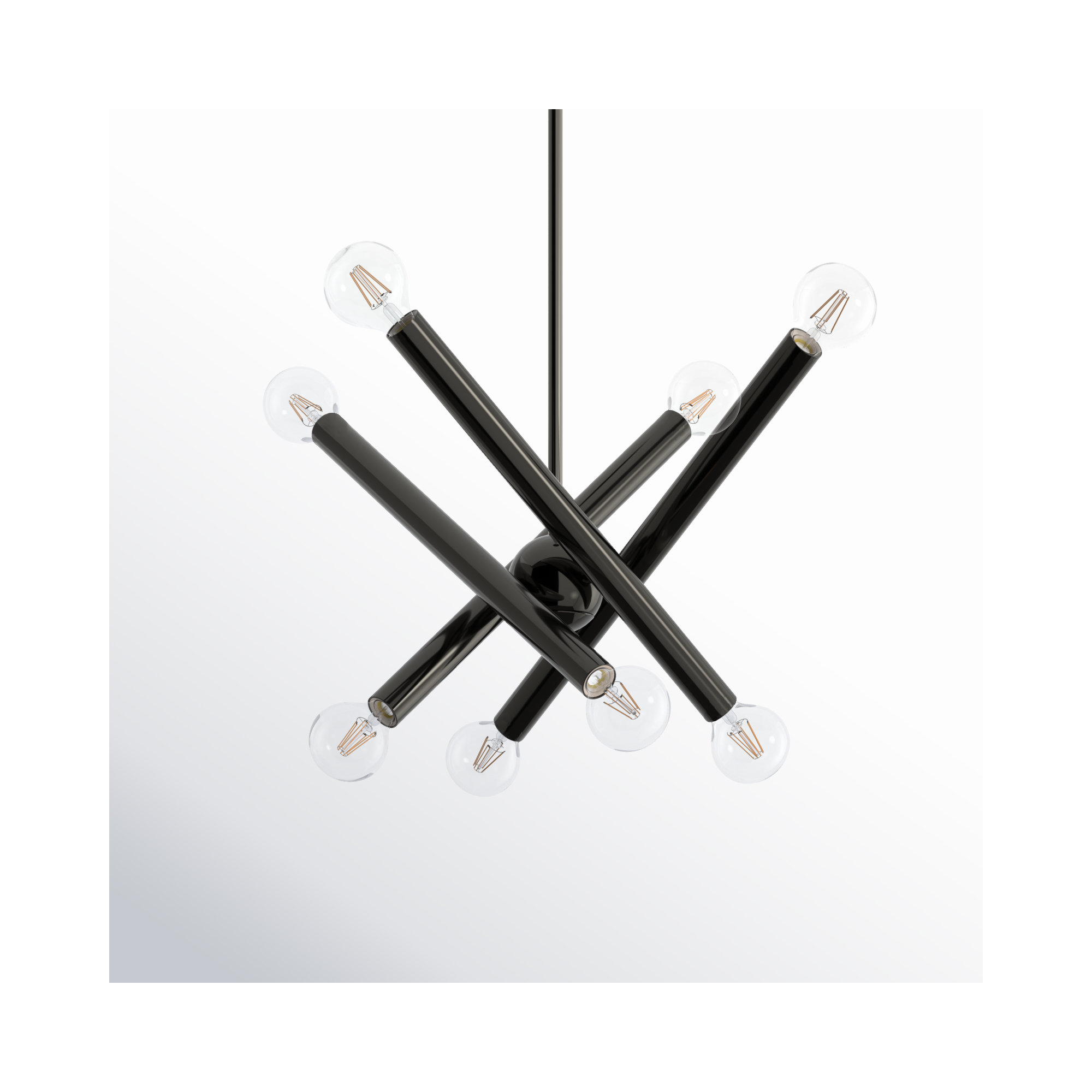 Ruven 8 - Light Metal Chandelier, Black Chrome
