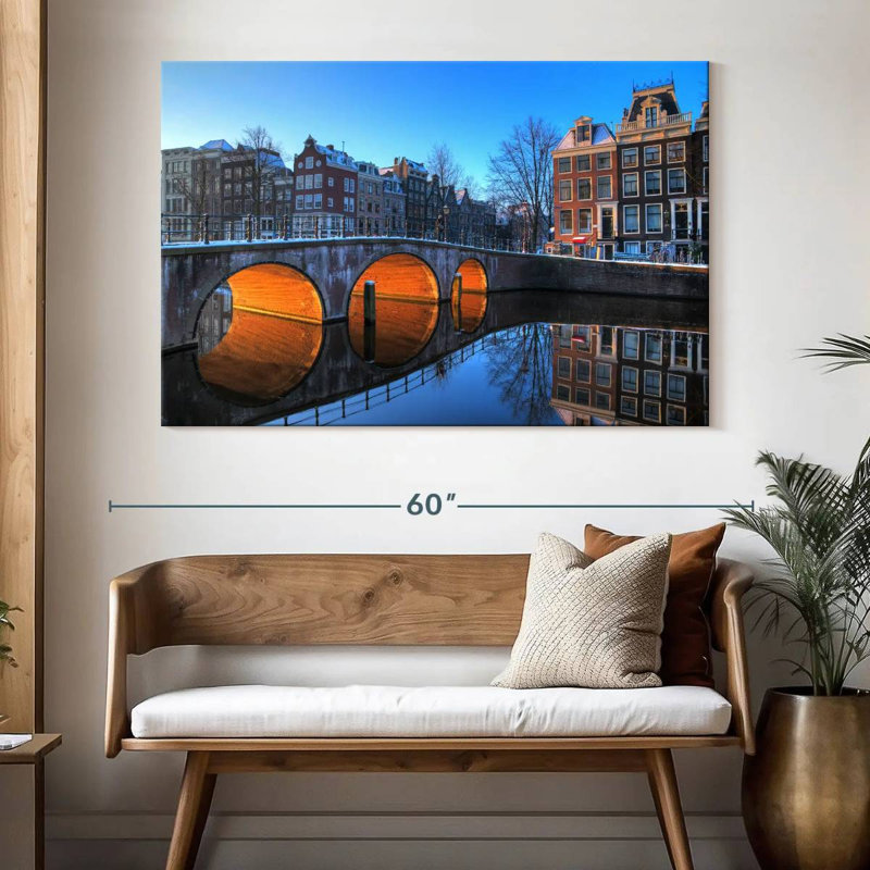 Canal Sireci à Amsterdam, H 34 po x l 51 po