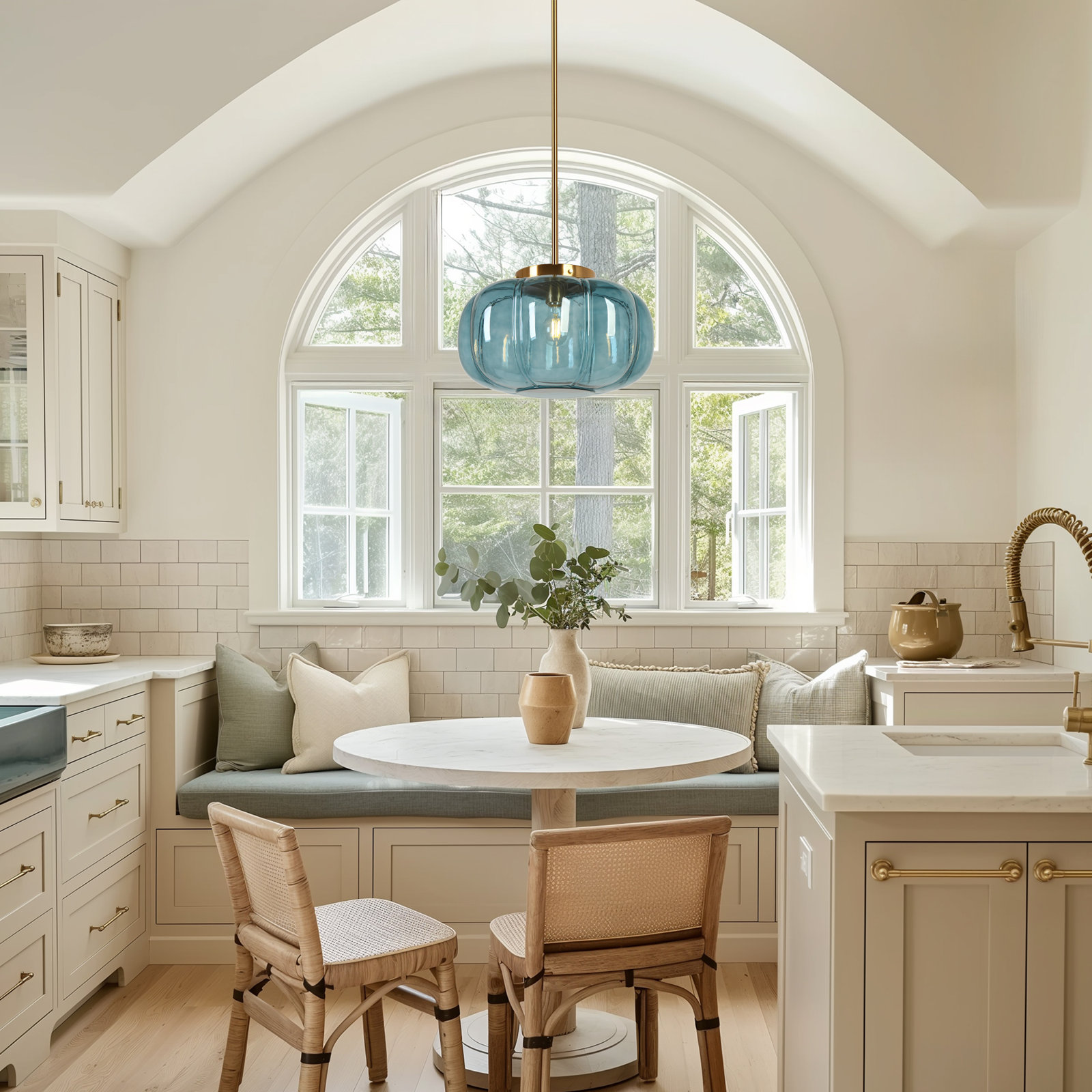 Beltran 15" Width 1-Light Dome Pendant Light, Light Blue