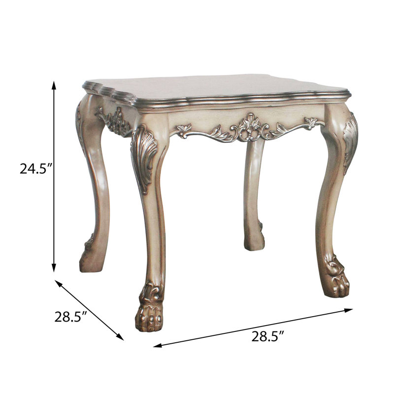 Square End Table, Vintage Bone White