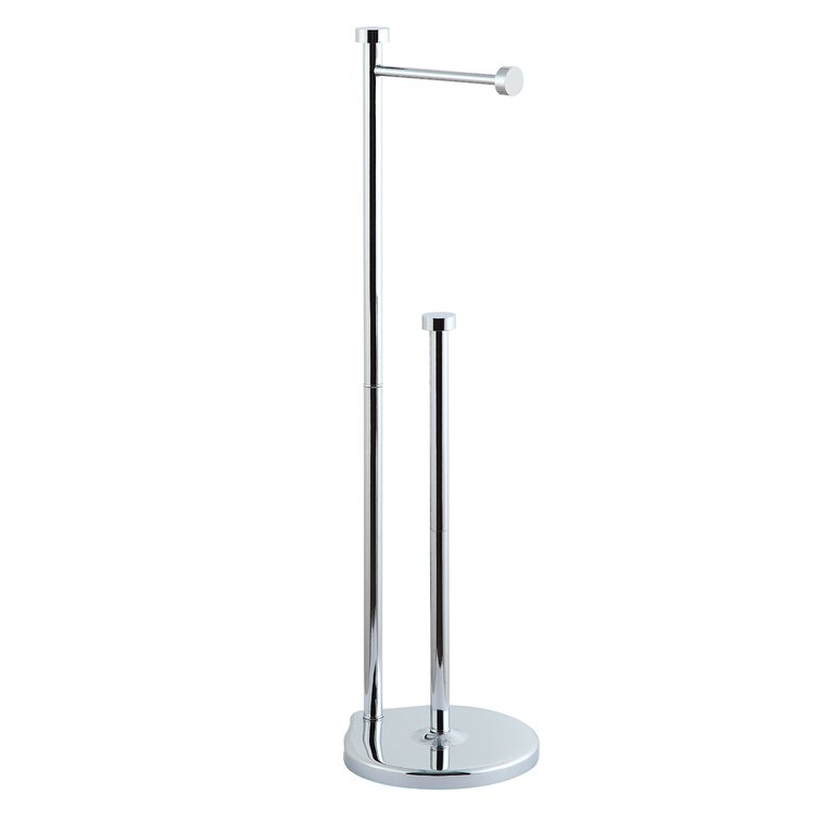 SunnyPoint Bathroom Free Standing Toilet Tissue Paper Roll Holder  Stand;Chrome