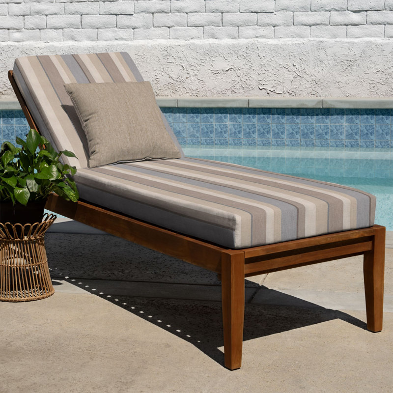 Outdoor Chaise Lounge Cushion – Weather-Resistant, Reversible, Plush Comfort - Basics by Wayfair™, Khaki Stripe