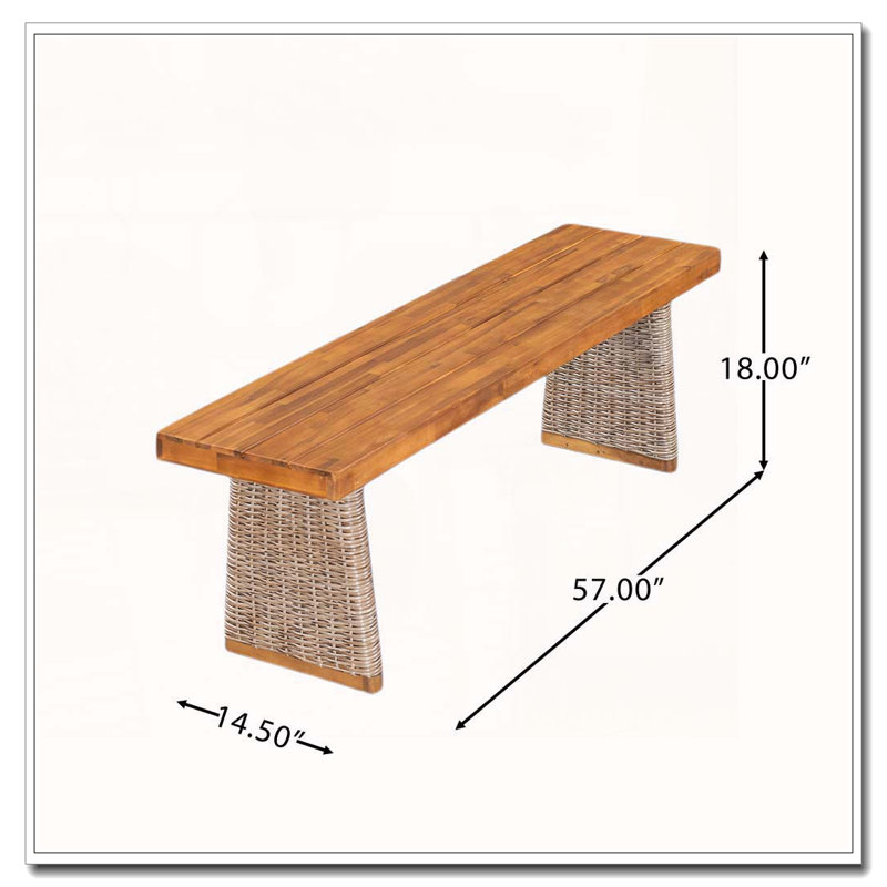Banc de patio en bois, Teck brun