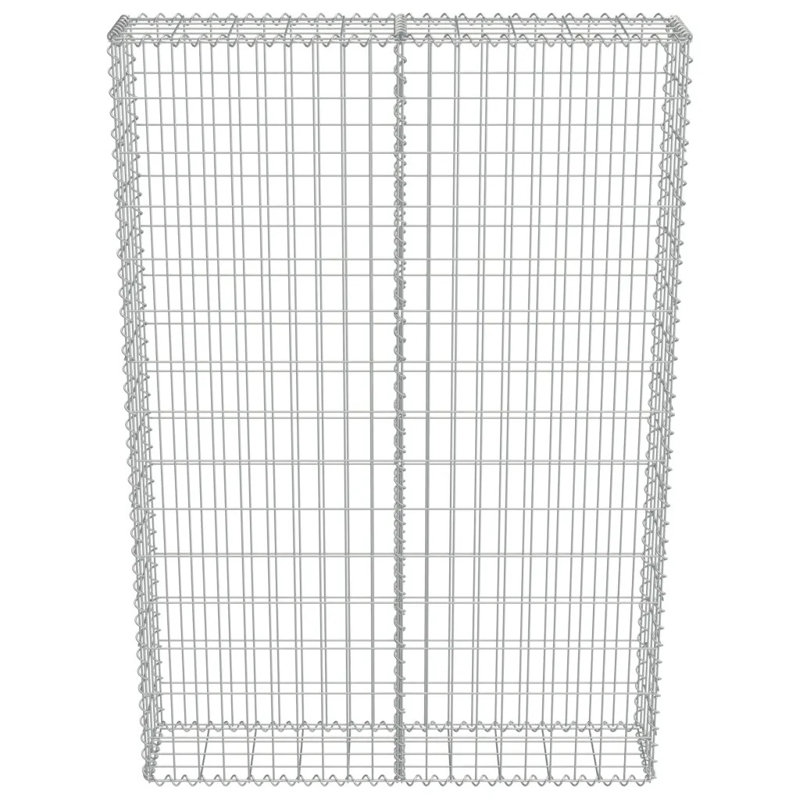 Silver Metal Gabion Wall, 150cm H x 100cm L x 50cm W
