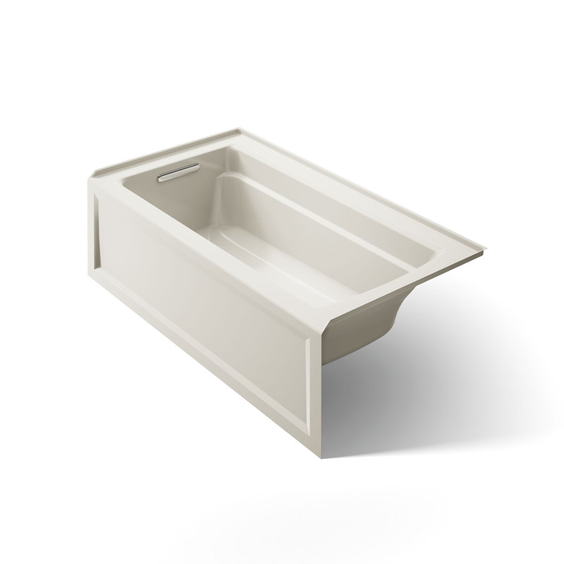 Archer 60" x 32" Alcove/Tile Soaking Bathtub, Biscuit, Left