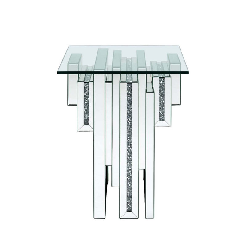 Table de bout Noralie, miroir et faux diamants